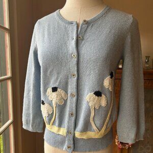 Anthropologie Field Flower Heathered Baby Blue Cropped Cardigan